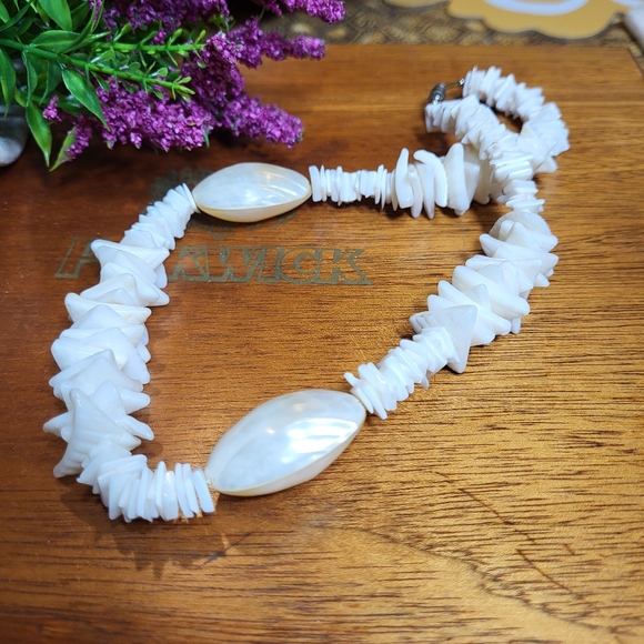 Vintage Mother of Pearl and Puka Shell Necklace - Picture 1 of 16